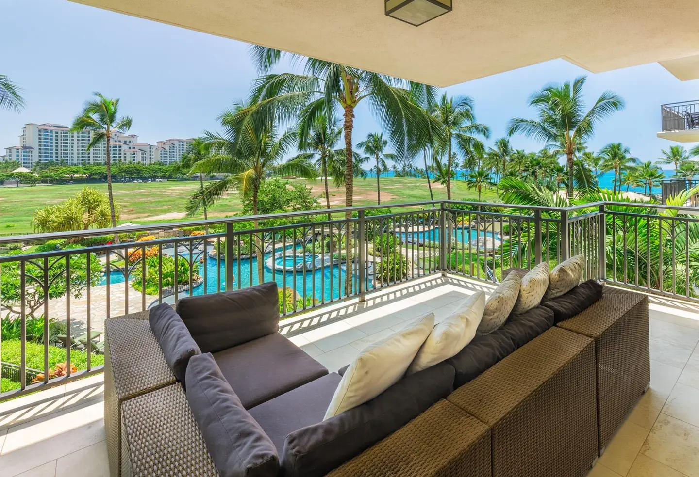 From a Beach Tower lanai, over the pools